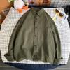 Camisa para hombre primavera y otoño estilo coreano versátil color sólido holgada interior manga larga camisa ins moderna estilo preppy abrigo