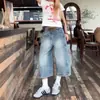 Pantalones Vaqueros Cropped Lavados Vintage Estilo Americano Talla Plus para Mujer, Pantalones de Pierna Ancha de Longitud Media Holgados Adelgazantes Estilo Streetwear Modernos
