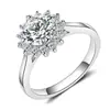 Anillo Pétalo Abierto Estilo Coreano Diamante de Alto Carbono Moissanita Diamante Anillo Lujoso Ocho Corazones Ocho Flechas Forma de Flor Anillo