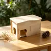 Casa de madera para hámsteres dorados, escondite de dos habitaciones, compacta y exquisita, diseño de caja ecológico, decoración para jaula de hámster