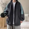 Jaqueta com Capuz Estilo Americano Pesado Masculina Outono Tendência Marca Solta Patchwork Bloco de Cores Zíper Cardigã Casual Top