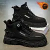 Botas Martin de Cano Alto com Forro de Lã para o Inverno Masculino, Sapatos de Trabalho Retrô Britânicos, Sapatos Quentes de Algodão com Solado Grosso Espessado, Botas Curtas, Sapatos da Moda