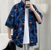 Camisa floral havaiana masculina, vintage, para casais, moderna, casual, corte solto, popular, para férias na praia, camisa floral de manga curta