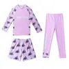 Novo Maiô Infantil Meninos Meninas Manga Longa Calça Longa Conjunto de Três Peças Proteção Solar Secagem Rápida Crianças Pequenas e Médias Roupa de Banho Quente