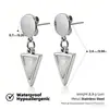 Pendientes de Concha de Gama Alta Transfronterizos para Mujer, Acero de Titanio Galvanizado en Oro de 18 Quilates con Pendientes Triangulares Incrustados de Diamantes, Accesorios de Oreja de Moda de Lujo Ligero