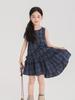 Pudding Haru Ropa para Niños Vestido de Verano Falda de Algodón para Niñas 2025 Verano Nuevo Vestido de Cuadros Infantil Combinable