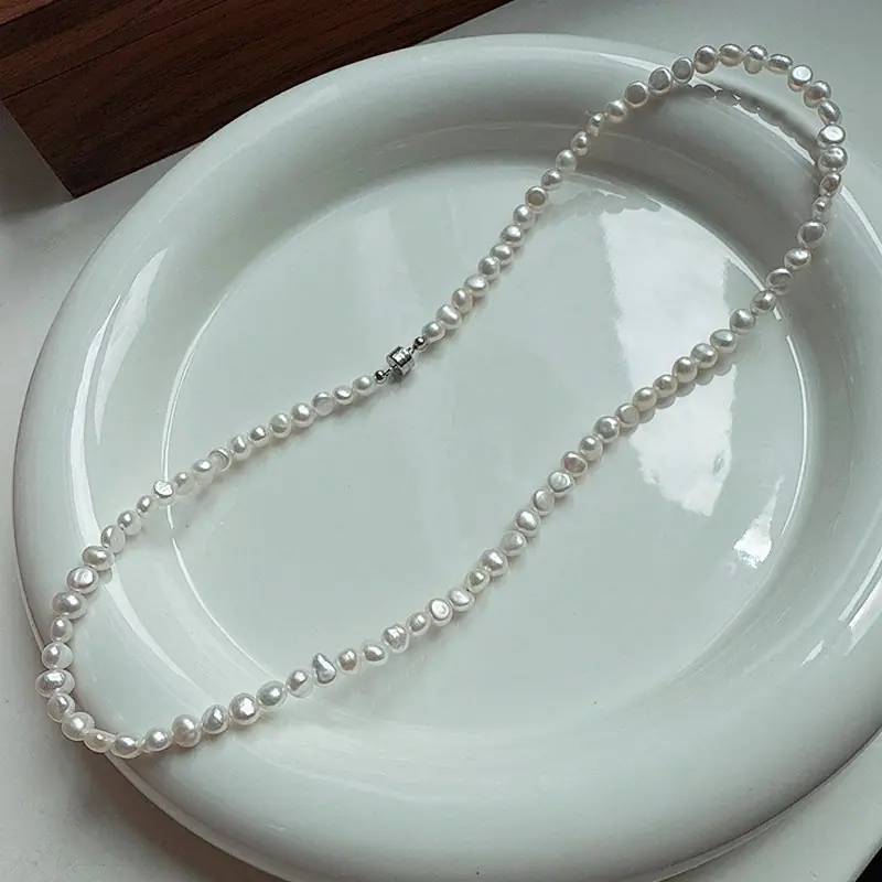 SKU_2_40cm 磁吸扣常规5白珍珠项链 S925银.j