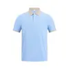 Camisa polo bicolor de manga curta com gola de lapela, adequada para uso formal e casual, versátil e confortável, pode ser personalizada com logotipos impressos ou bordados, uniforme de trabalho unissex