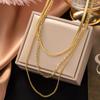 Collar Europeo y Americano Transfronterizo de Acero de Titanio para Niñas, Cadena de Hueso de Serpiente Chapada en Oro de 18K de Alta Gama, Collar Nicho que No se Desvanece