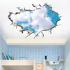 Comercio exterior transfronterizo pegatinas de pared tridimensionales que atraviesan la pared nubes luna paisaje pegatinas de pared decorativas para sala de estar fondo de pared removibles