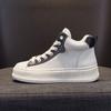 Zapatos de Caña Alta con Puntera de Concha 2024 Otoño e Invierno Nuevo Estilo Cuero Genuino Casual Zapatos Blancos Populares Deportivos Estilo Coreano Botas de Moda para Mujer