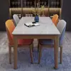 Conjunto de mesa de jantar e cadeiras de mármore estilo italiano, mesa de jantar moderna para uso doméstico, madeira maciça, adequado para apartamentos pequenos, design de luxo leve, mesa de jantar retangular estilo ocidental