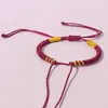 Pulsera Tejida Nudo Vajra Estilo Tíbet, Producto Semi-Terminado, Adecuado para Enhebrar Cuentas Doradas, Cuerda Multicolor, Pulsera de Cuerda Roja, Cordón de Cuero