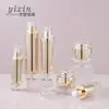 Juego de Botellas Acrílicas Doradas para Productos de Cuidado de la Piel, Botellas Vacías para Esencia, Loción y Crema, Materiales de Empaque para Cosméticos con Logo Personalizable