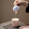 Taza de té recta de porcelana blanca de los Mil Budas de Dunhuang Taza de té Taza maestra Taza de té de Kung Fu cultural y creativa de cerámica para el hogar Taza de té Taza de té individual