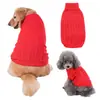 Suministros para mascotas al por mayor: Ropa para perro de color liso y cuello alto, suéteres de punto trenzado para perro mascota de color rojo, suéteres de otoño e invierno para perros