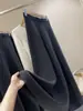 Item Popular de Alta Qualidade das Treze Linhas de Guangzhou ~ Saia Evasê de Linho Cinza Escuro com Cintura Elástica de Peso Elevado, Comprimento Médio para Mulheres