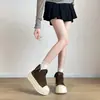 Tênis de Lona de Cano Alto com Sola Grossa Estilo Coreano 2026 Nova Moda Cadarço Zíper Lateral Tênis Casuais Simples para Mulheres