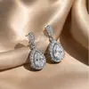 Pendientes de Zirconia de Gota de Agua de Alta Gama, Aretes de Lujo Ligero de Moda, Pendientes de Novia, Pendientes Transfronterizos, Se Puede Proporcionar un Informe de Prueba
