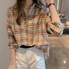 Verano Nueva Llegada Retro Estilo Hong Kong Camisa a Cuadros Camisa Fina Suelta de Largo Medio para Mujer Camisa Protectora Solar Abrigo de Moda