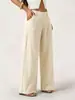 Pantalones de traje de punto de alta cintura para mujer, de color liso, con botones, rectos y cortos, elegantes, para comercio exterior transfronterizo de TikTok, primavera-verano