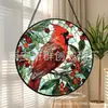 Pájaro Rojo de Navidad Colgante de Vidrio de Color Adorno de Vidrio Colgante para el Hogar Decoración de Ventana Atrapasoles para el Jardín