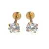 Aço Inoxidável 16G Redondo Cor Zircônio Branco Zircônio Banhado a Ouro Rose Gold Brincos Stud para Lábio Joia para Piercing