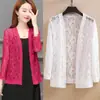 Nuevo Cárdigan de Encaje de Verano Corto Estilo Occidental Chal Pequeño Ropa de Protección Solar Camisa de Aire Acondicionado para Mujer Abrigo Delgado de Primavera para Madre