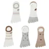Calcetines de algodón puro personalizados de cinco dedos para mujer, finos, transpirables, absorbentes de sudor, antibacterianos, antideslizantes de silicona, no se caen, calcetines cortos para primavera y verano