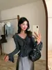 Top de punto blanco con cuello en V y volantes para mujer, otoño e invierno, suave y seductor, adelgazante, talla única, disponible en negro, albaricoque, rosa y morado