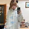 Sudadera con capucha británica versátil para mujer, diseño con sentido, ropa con capucha, sudadera con capucha, camiseta base estampada, moda urbana