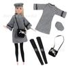 Ropa de Moda y Faldas para Muñeca Barbie de 30cm 11 pulgadas Set de Ropa de Abrigo de Felpa de Lana de 3 Piezas