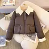 2026 Nueva Chaqueta Corta de Algodón con Relleno de Plumas y Cuello de Punto Abrigo de Algodón Patchwork de Invierno Chaqueta Gruesa Caliente con Relleno de Algodón Ropa de Abrigo