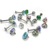 Brincos de Titânio F136 Flash Oito Lados Haste Manual Flor Zircônia Unha do Osso da Orelha Liga de Titânio G23 Joias para Piercing Acessórios para Cabeça