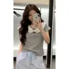 210g 92% algodón 8% elastano verano 2026 nueva camiseta de mujer estilo coreano manga corta con un diseño único