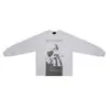 Erd Melancolia Rico Vintage Lavado Estampa Rachada Quadrinhos Waffle Unissex Manga Longa Camiseta Camada Base Tendência