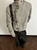 Jaqueta de lapela com fivela de aviador desgastada para homens, jaqueta curta estilo workwear vintage retrô americana para primavera e outono