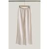 Primavera y Verano Nuevo de Alta Gama Antiarrugas Amigable con la Piel Cómodo Caído Cintura Alta Satén Ácido Acético Pierna Ancha Pantalón Recto Pantalones de Aire para Mujer