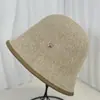 Sombrero de Pescador Estilo Coreano Estilo Fragante para Mujer Otoño e Invierno Estilo Occidental Todo Fósforo Sombrero de Cubo Tejido para Cara Pequeña Cálido Borde de Cuero Sombrero de Cubeta