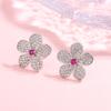 Novos brincos Amazon banhados a cobre ouro real micro cravejados zircônia brincos florais femininos da moda brincos estação internacional atacado