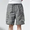 Shorts impermeables de estilo retro americano con bolsillos grandes, de corte holgado, funcionales para exteriores, de seda helada fina, estilo montaña, ropa de trabajo para verano