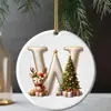Adornos navideños 26 letras del alfabeto pequeño ciervo colgante acrílico 2D árbol de Navidad decoración del hogar navideña