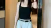 Camisola de Tirantes Cruzados para Mujer, Ropa Interior Ajustada, Prenda Exterior Elegante, Top Tubo Sexy sin Espalda, Top de Verano