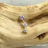 ASTMF-13 aleación de titanio colección oro morado claro aretes G23 titanio rosca interna circonita pernos para labio pernos para piercing