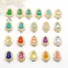 Banho de ouro 18k, preserva a cor, cravejado com microzircônias, formato de cabaça oca, multicolorido, pulseira e colar de cristal DIY, contas soltas para ensartar