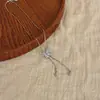 Colar Puxador com Borboleta e Franja de Prata Corrente para Clavícula Feminina Estilo Frio Elegante Acessórios Nova Moda Corrente para Moletom