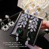 Pendientes de Trigo Gema Esmeralda Barcelona Sentido Antiguo Chapado en Oro de 18K Zirconia Verde Malquita Copo de Nieve Pendientes
