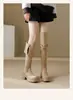 Botas de mujer hasta la rodilla con suelas gruesas y tacones gruesos, botas de tacón alto de doble uso a la moda, botas de mujer adelgazantes para el otoño