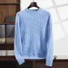2024 Nova Malha de Caxemira Masculina Cor Lisa Gola Redonda Malha de Caxemira Casual Pulôver Engrossado Camada Base