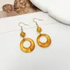 Pendientes Largos de Colgante Patchwork Corazón Azul Fresco Ins de Nicho Europeo y Americano Temperamento Elegante Pendientes para Mujer
